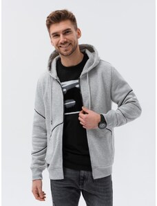 Men's hoodie with zippered pocket - gray melange V5 OM-SSNZ-22FW