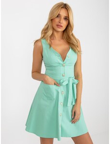 Fashionhunters Mint flowing denim dress with buttons