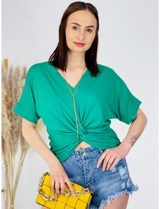 Webmoda Női zöld póló csomóval