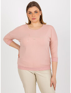 Fashionhunters Excessive light pink blouse with print and 3/4 sleeves