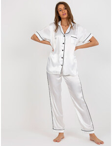 FANCY Fehér szatén pizsama inggel és rövid ujjal FA-PI-8322.59-white