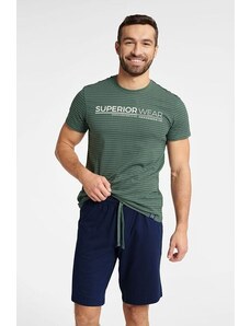 Henderson Webber férfi pizsama, zöld, csíkos
