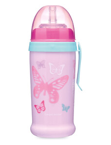 Canpol babies Canpol Sport itatópohár cseppmentes szívószállal 350 ml (12h+) - Rózsaszín pillangók