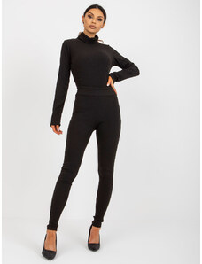 BASIC Fekete bordás női leggings LK-LG-509184.72P-black