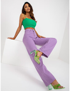 Fashionhunters Women's purple denim jeans with a wide high waist