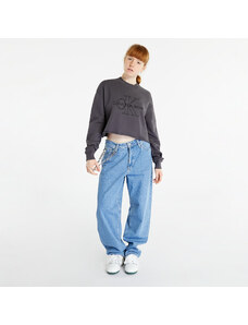 Női kapucnis pulóver Calvin Klein Jeans Embroidered Monologo Sweatshirt Washed Black