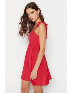 Trendyol Red A-Cut Mini strapabíró szőtt ruha