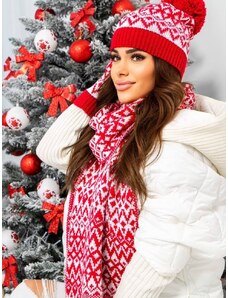 TMC Vianočný červený komplet šál, čiapka a rukavice KPL36-22