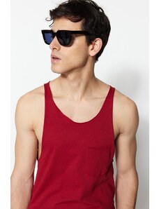 Trendyol Claret Red Men Regular/Normal Fit 100% Cotton Pocket Sleeveless T-Shirt/Athlete