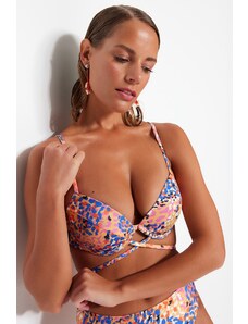 Trendyol Abstract Patterned Underwire Tie-Up Bikini Top