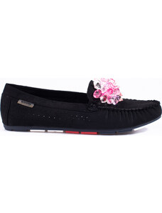 SHELVT Női fekete perforált cipő kristályokkal Shelovet GD-FL678B