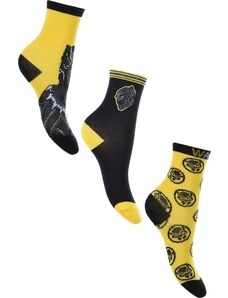 AVENGERS Hármas csomag Marvel Fekete Párduc zokni - fekete/sárga