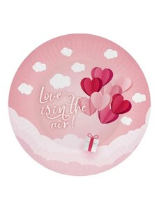 Szerelem Love Is In The Air Pink papírtányér 6 db-os 18cm