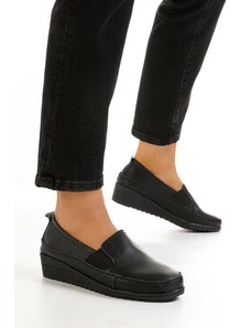 Zapatos Sonoma fekete bőr mokaszin női