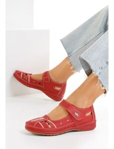 Zapatos Deby piros bőr balerina cipő