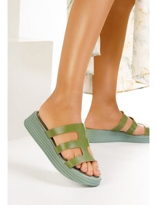 Zapatos Malicia zöld bőr papucs