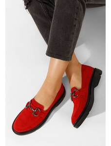 Zapatos Duquesa piros bőr mokaszin női