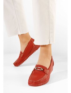 Zapatos Fahima piros bőr mokaszin női