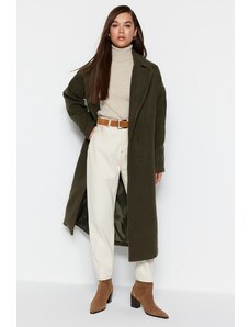 Trendyol Khaki Oversize széles vágású hosszú gyapjú kasmír kabát