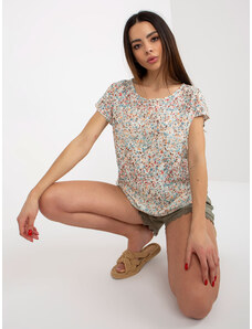 Fashionhunters SUBLEVEL white floral blouse with short sleeves