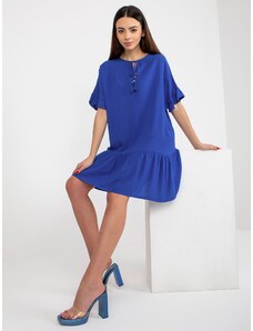 Fashionhunters Sindy SUBLEVEL cobalt blue viscose ruffle dress