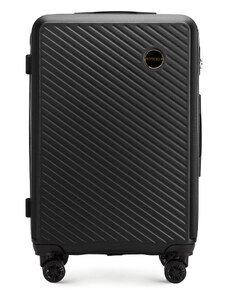 Közepes méretű bőrönd ABS-ből átlós vonalakkal Wittchen, fekete, ABS