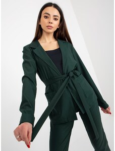 Fashionhunters Dark green jacket with pockets and belt