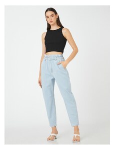 Koton Jeans Pants with Elastic Waist, Comfortable Cut, High Waist - Baggy Jeans.