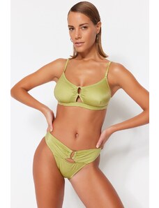Trendyol magas szárú bikini alsó zöld kiegészítőkkel