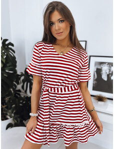 Red ZEFI dress with horizontal stripes Dstreet