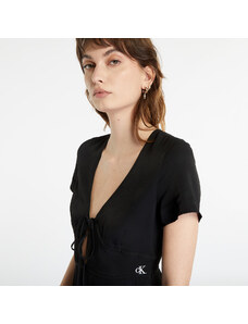 Ruhák Calvin Klein Jeans Crepe Short Sleeve Midi Dress Black