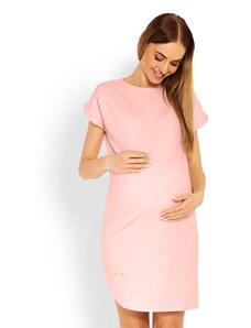 AnyAnak Aszimmetrikus kismama ruha, rövid ujjal, rózsaszín színben