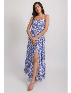 Aroop Floral Strappy Maxi Dress - Blue
