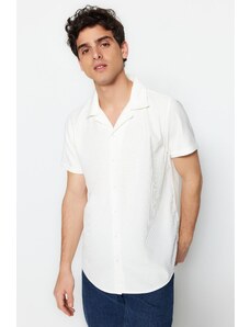 Trendyol White Regular Fit Wide Collar Summer Shirt