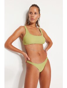 Trendyol normál lábú bikini alsó zöld gyöngy kiegészítővel
