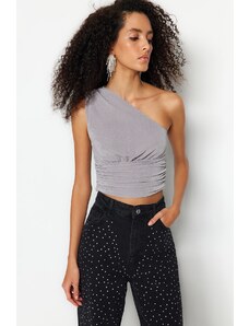 Trendyol Gray Crop Lined Knitted Sparkly Bustier