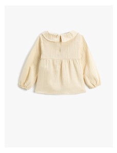 Koton Baby Collar Blouse Long Sleeved Muslin Fabric Cotton