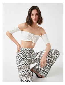 Koton Strapless Crop Blouse with Tie Detailed