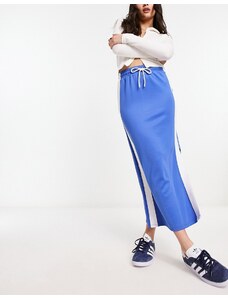 Bershka contrast panel track midi skirt in blue