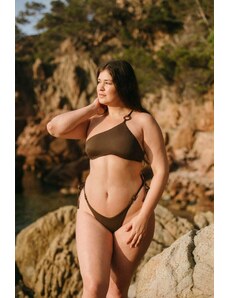 Osirisea Asymmetrical Bikini Top With Ring - Brown