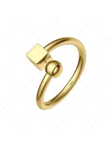 BALCANO - Gamer / Nemesacél gyűrű egy kocka és egy golyó dísszel, 18K arany bevonattal