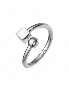 BALCANO - Gamer / Nemesacél gyűrű egy kocka és egy golyó dísszel, magasfényű polírozással
