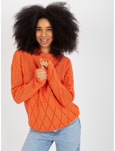 Fashionhunters Orange women's summer sweater with hood