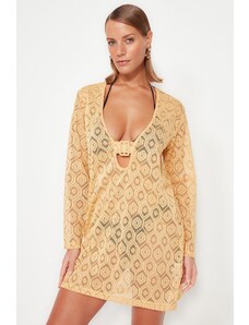 Trendyol Camel Mini szőtt kiegészítő strandruha