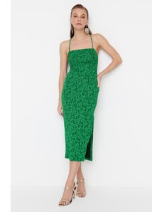 Trendyol zöld-többszínű kötött texturált elegáns estélyi ruha
