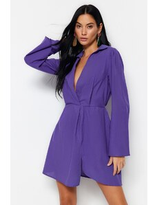 Trendyol Purple Mini szőtt 100% pamut strandruha