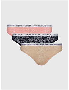 Tommy Hilfiger Set of three women's lace panties in black, pink and beige ba - Ladies