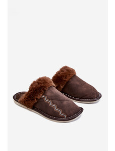 Kesi Men's warm slippers with fur Aron brown