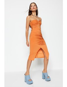 Trendyol narancssárga szabású kötött estélyi ruha