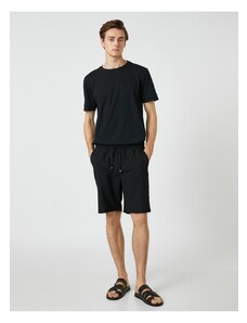 Koton Basic Woven Shorts with Lace-Up Waist with Pocket Detail.